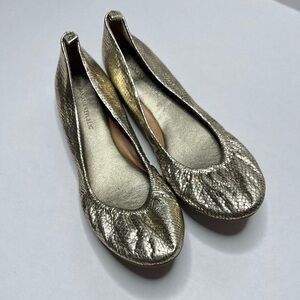 Banana Republic Gold Leather Snakeskin Ballet Flats